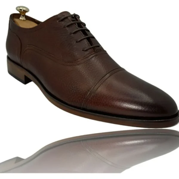 vinci_leather_the_largo_b_1.webp Cheap Vinci Leather Shoes Vinci Leather The Largo Leather Cap Toe Oxford Shoe (13047) Brown
