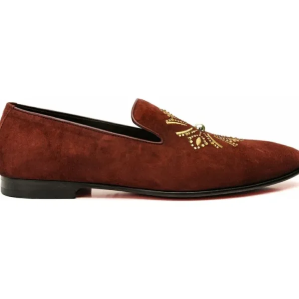 Cheap Vinci Leather Shoes Vinci Leather The Lazio Shoe Suede Slip-on Loafer (9057) Burgundy