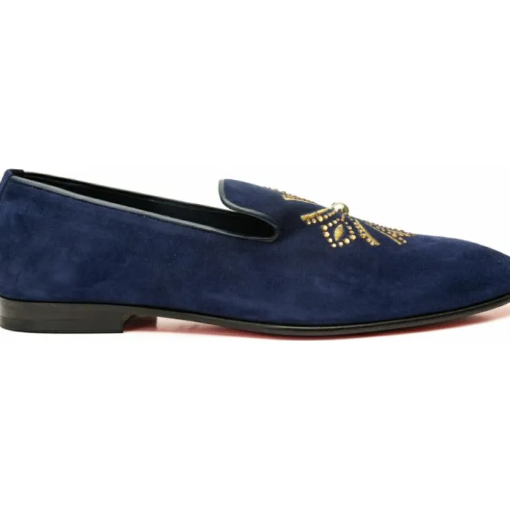 Discount Vinci Leather Shoes Vinci Leather The Lazio Shoe Suede Slip-on Loafer (9057) Navy