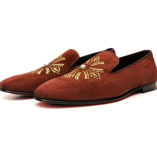 Cheap Vinci Leather Shoes Vinci Leather The Lazio Shoe Suede Slip-on Loafer (9057) Burgundy