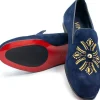 Discount Vinci Leather Shoes Vinci Leather The Lazio Shoe Suede Slip-on Loafer (9057) Navy