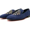 Discount Vinci Leather Shoes Vinci Leather The Lazio Shoe Suede Slip-on Loafer (9057) Navy