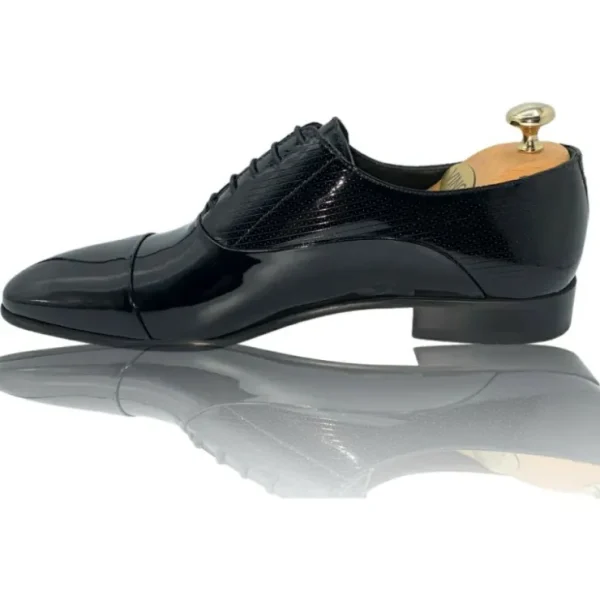 vinci_leather_the_lima_bl_3.webp Outlet Vinci Leather Shoes Vinci Leather The Lima Patent Leather Cap Toe Oxford Shoe (10524) Black