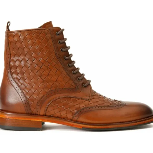 vinci_leather_the_loddon__0-1.webp Clearance Vinci Leather Shoes Vinci Leather The Loddon Brown Leather Wingtip Brogue Handwoven Lace-up Boot With A Zipper (14553)