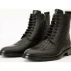 Store Vinci Leather Shoes Vinci Leather The Loddon Black Leather Wingtip Brogue Handwoven Lace-up Boot With A Zipper (14553)