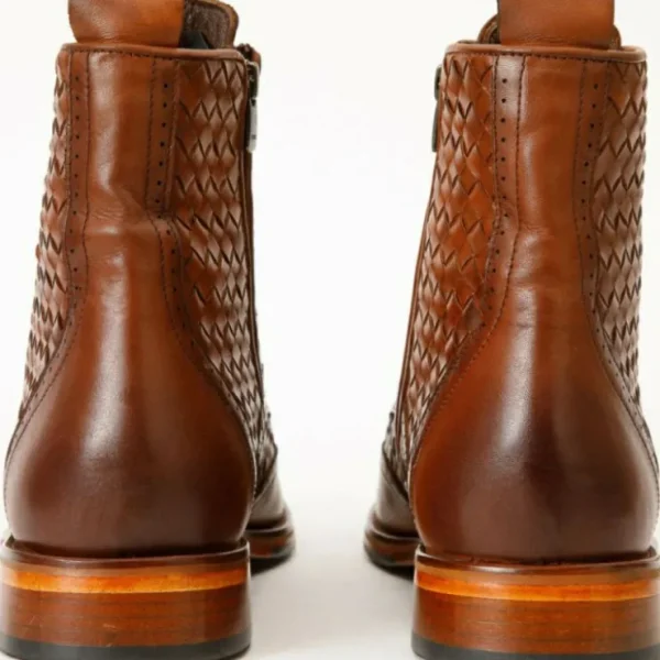 vinci_leather_the_loddon__5-1.webp Clearance Vinci Leather Shoes Vinci Leather The Loddon Brown Leather Wingtip Brogue Handwoven Lace-up Boot With A Zipper (14553)