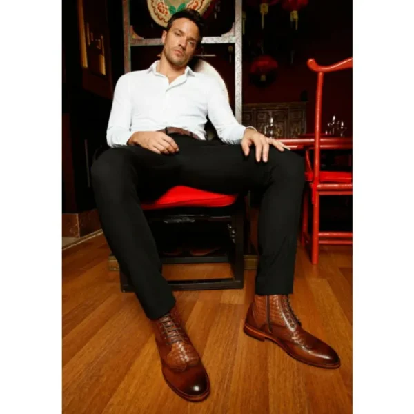 vinci_leather_the_loddon__7-1.webp Clearance Vinci Leather Shoes Vinci Leather The Loddon Brown Leather Wingtip Brogue Handwoven Lace-up Boot With A Zipper (14553)