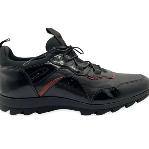 vinci_leather_the_madrid__0.webp Clearance Vinci Leather Shoes Vinci Leather The Madrid Black / Red Leather Casual Shoes (14133)