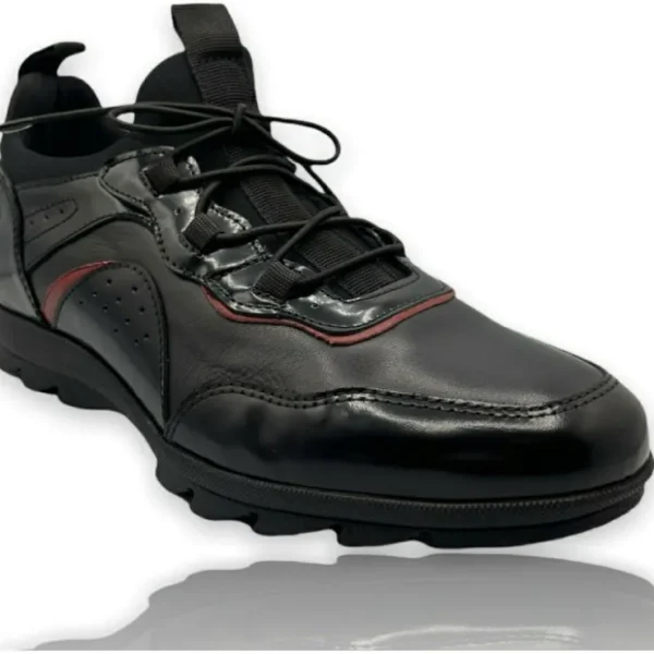 vinci_leather_the_madrid__1.webp Clearance Vinci Leather Shoes Vinci Leather The Madrid Black / Red Leather Casual Shoes (14133)