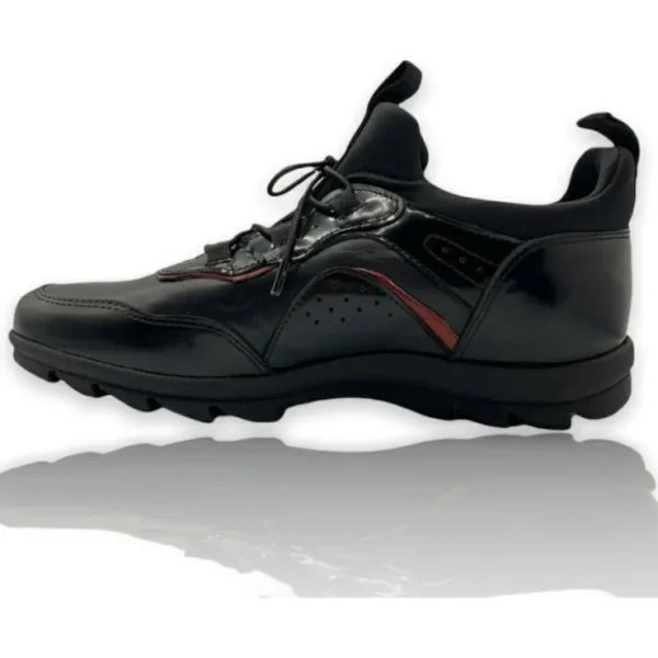 vinci_leather_the_madrid__3.webp Clearance Vinci Leather Shoes Vinci Leather The Madrid Black / Red Leather Casual Shoes (14133)