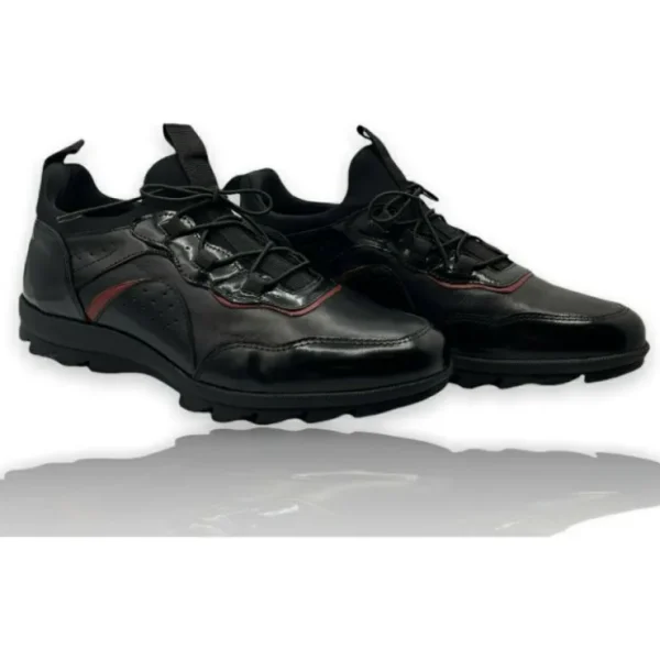 vinci_leather_the_madrid__4.webp Clearance Vinci Leather Shoes Vinci Leather The Madrid Black / Red Leather Casual Shoes (14133)