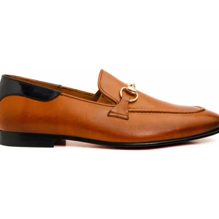 Clearance Vinci Leather Shoes Vinci Leather The Maratea Leather Shoe Bit Loafer (C-9032X) Cognac