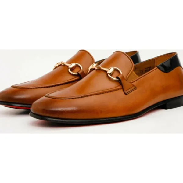 Clearance Vinci Leather Shoes Vinci Leather The Maratea Leather Shoe Bit Loafer (C-9032X) Cognac