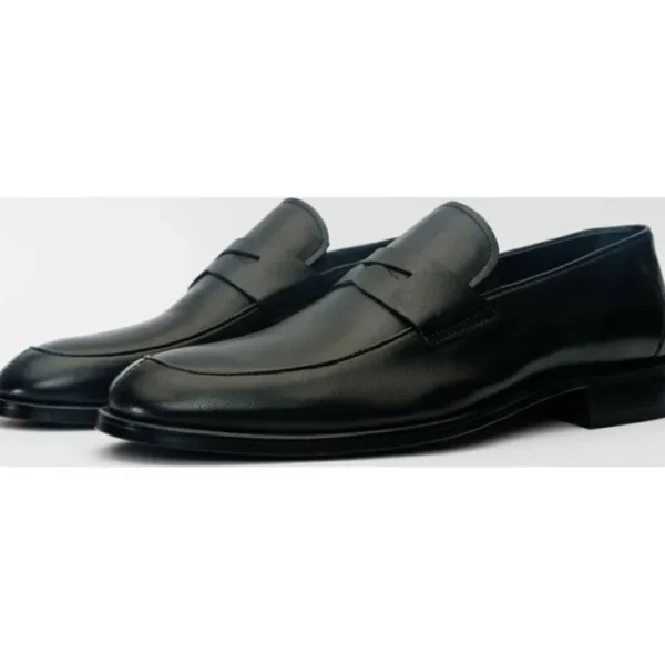 Fashion Vinci Leather Shoes Vinci Leather The Marinka Leather Shoe Penny Loafer (9439) Black