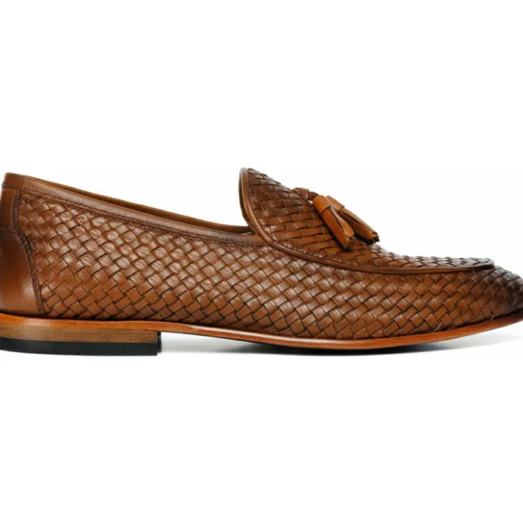 Outlet Vinci Leather Shoes Vinci Leather The Mclean Shoe Woven Tassel Loafer (2088 T-1) Brown