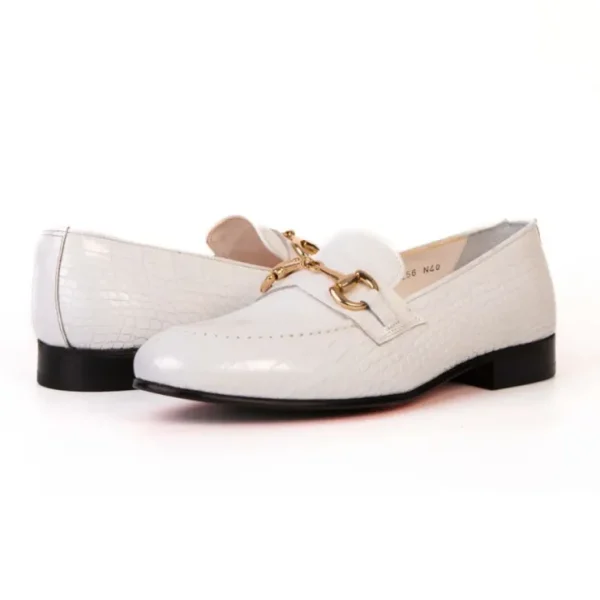 Discount Vinci Leather Shoes Vinci Leather The Monaco Leather Shoe Bit Loafer (3256) White