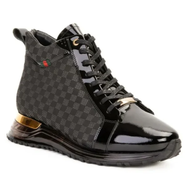 vinci_leather_the_monte_c_1.webp Best Vinci Leather Shoes Vinci Leather The Monte Carlo Limited Edition High-Top Sneaker Black & Gold Black&Gold