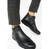 Best Vinci Leather Shoes Vinci Leather The Montreal Leather Casual Zip-up Ankle Boot (09717 S-3) Black