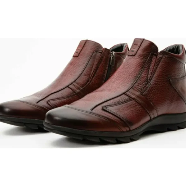 Shop Vinci Leather Shoes Vinci Leather The Montreal Leather Casual Zip-up Ankle Boot (09717 B-3) Burgundy