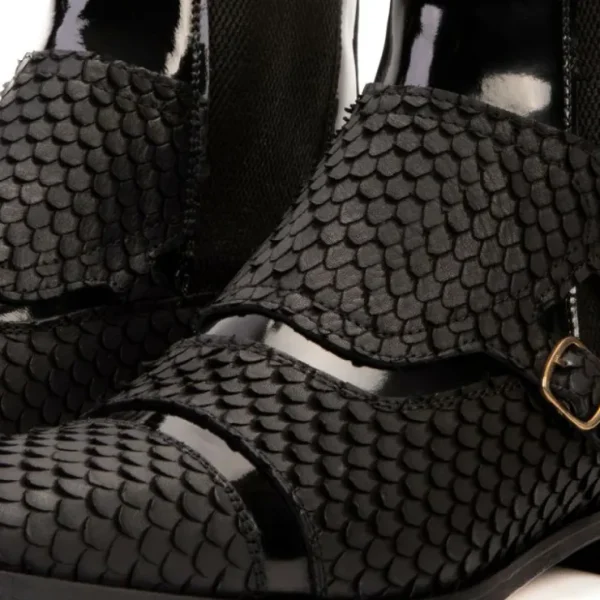 vinci_leather_the_orion_s_1.webp Hot Vinci Leather Shoes Vinci Leather The Orion Snakeskin Double Monk Strap Boot Black
