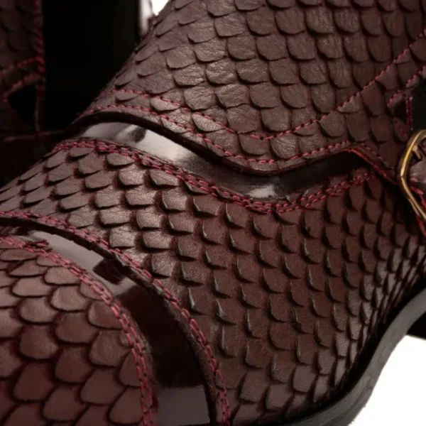 vinci_leather_the_orion_s_2-1.webp Sale Vinci Leather Shoes Vinci Leather The Orion Snakeskin Double Monk Strap Boot Burgundy