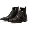 Hot Vinci Leather Shoes Vinci Leather The Orion Snakeskin Double Monk Strap Boot Black