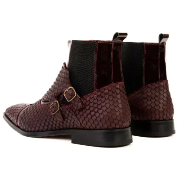 vinci_leather_the_orion_s_3-1.webp Sale Vinci Leather Shoes Vinci Leather The Orion Snakeskin Double Monk Strap Boot Burgundy