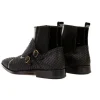 Hot Vinci Leather Shoes Vinci Leather The Orion Snakeskin Double Monk Strap Boot Black