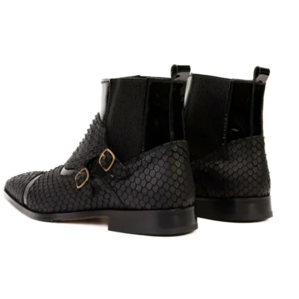 vinci_leather_the_orion_s_4.webp Hot Vinci Leather Shoes Vinci Leather The Orion Snakeskin Double Monk Strap Boot Black