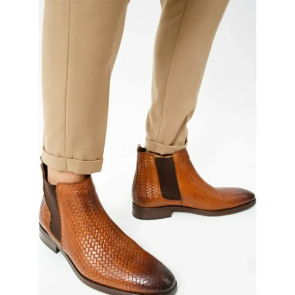 vinci_leather_the_oslo_br_7.webp Clearance Vinci Leather Shoes Vinci Leather The Oslo Leather Chelsea Boot (14137 T-5) Brown