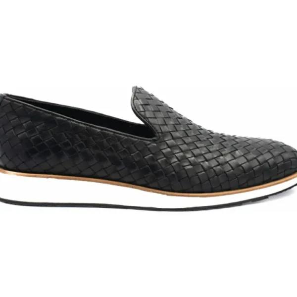 vinci_leather_the_ostrava_0.webp Online Vinci Leather Shoes Vinci Leather The Ostrava Leather Woven Slip-on Loafer Shoe (12603) Black