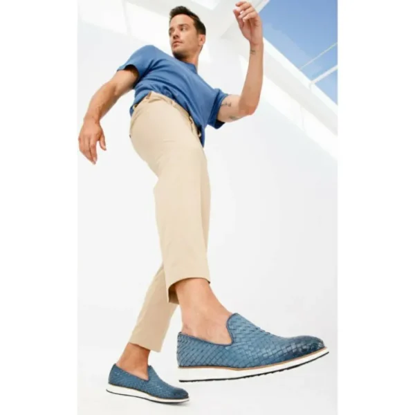 vinci_leather_the_ostrava_1-1.webp Online Vinci Leather Shoes Vinci Leather The Ostrava Leather Woven Slip-on Loafer Shoe (12603) Blue