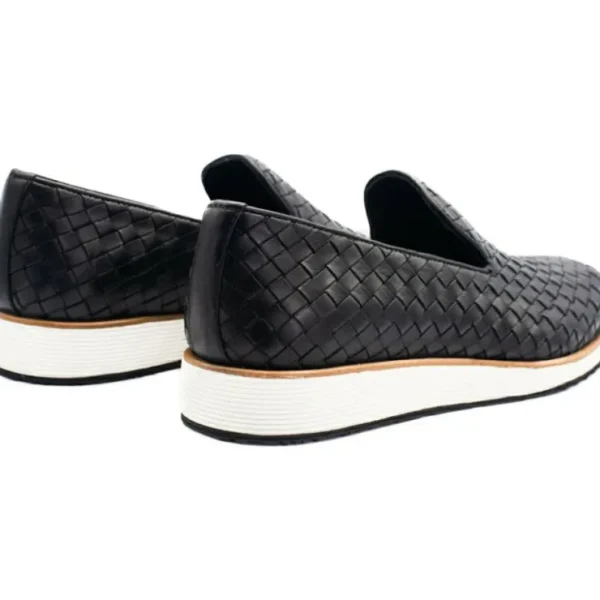 vinci_leather_the_ostrava_2.webp Online Vinci Leather Shoes Vinci Leather The Ostrava Leather Woven Slip-on Loafer Shoe (12603) Black