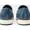 Online Vinci Leather Shoes Vinci Leather The Ostrava Leather Woven Slip-on Loafer Shoe (12603) Blue