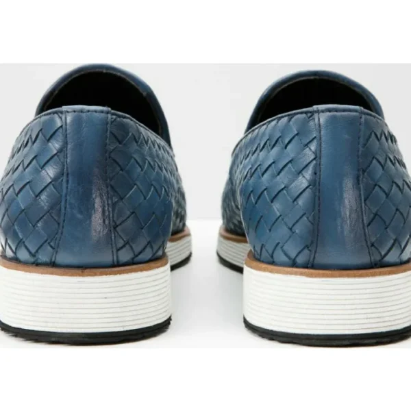 vinci_leather_the_ostrava_3.webp Online Vinci Leather Shoes Vinci Leather The Ostrava Leather Woven Slip-on Loafer Shoe (12603) Blue