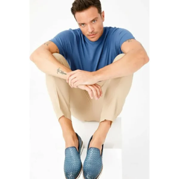 vinci_leather_the_ostrava_6.webp Online Vinci Leather Shoes Vinci Leather The Ostrava Leather Woven Slip-on Loafer Shoe (12603) Blue