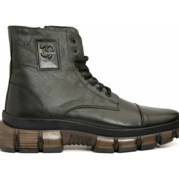 vinci_leather_the_ottova__0-1.webp Clearance Vinci Leather Shoes Vinci Leather The Ottova Leather Lace-up Sneaker Boot With A Zipper (14022) Green