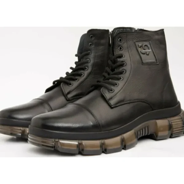 vinci_leather_the_ottova__1.webp Best Sale Vinci Leather Shoes Vinci Leather The Ottova Leather Lace-up Sneaker Boot With A Zipper (14022) Black