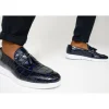 Fashion Vinci Leather Shoes Vinci Leather The Parga Leather Tassel Casual Loafer (15285) Navy