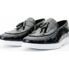 Fashion Vinci Leather Shoes Vinci Leather The Parga Leather Tassel Casual Loafer (15285) Navy