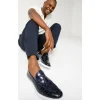 Fashion Vinci Leather Shoes Vinci Leather The Parga Leather Tassel Casual Loafer (15285) Navy