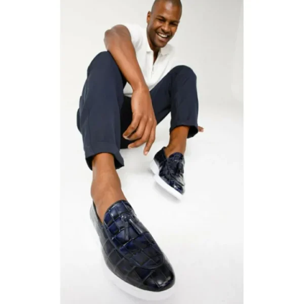vinci_leather_the_parga_n_9.webp Fashion Vinci Leather Shoes Vinci Leather The Parga Leather Tassel Casual Loafer (15285) Navy