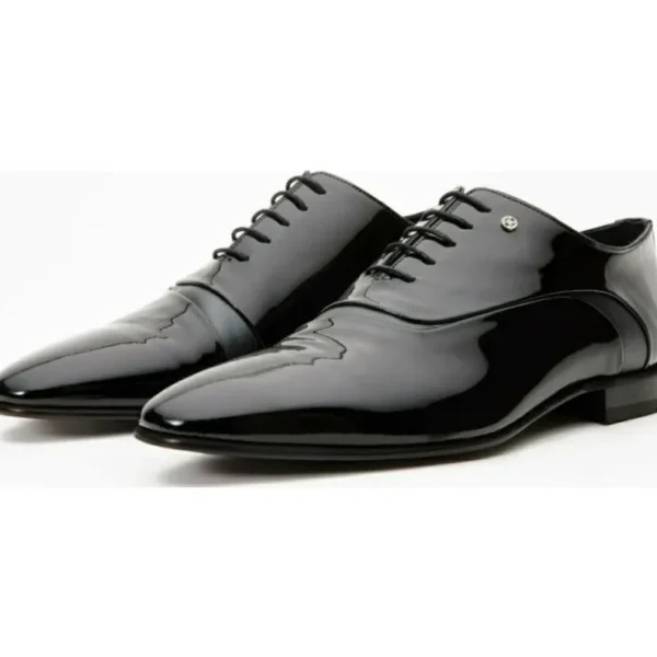 vinci_leather_the_paris_b_2.webp Shop Vinci Leather Shoes Vinci Leather The Paris Patent Plain Toe Oxford Shoe (10290) Black