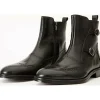 Online Vinci Leather Shoes Vinci Leather The Rand Leather Double Buckle Brogue Boot With A Zipper (14560 S-2) Black