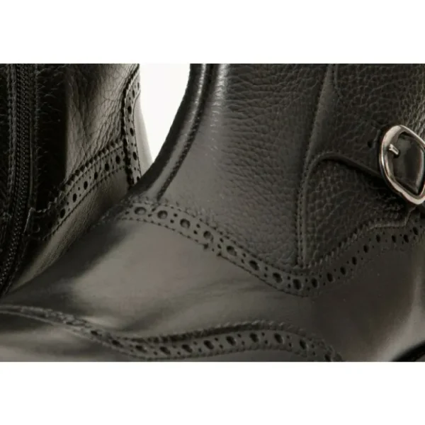 vinci_leather_the_rand_bl_3.webp Online Vinci Leather Shoes Vinci Leather The Rand Leather Double Buckle Brogue Boot With A Zipper (14560 S-2) Black