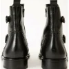 Online Vinci Leather Shoes Vinci Leather The Rand Leather Double Buckle Brogue Boot With A Zipper (14560 S-2) Black