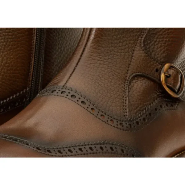 vinci_leather_the_rand_br_3.webp New Vinci Leather Shoes Vinci Leather The Rand Leather Double Buckle Brogue Boot With A Zipper (14560 T-2) Brown