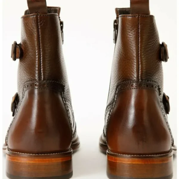 vinci_leather_the_rand_br_4.webp New Vinci Leather Shoes Vinci Leather The Rand Leather Double Buckle Brogue Boot With A Zipper (14560 T-2) Brown