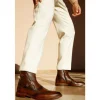 New Vinci Leather Shoes Vinci Leather The Rand Leather Double Buckle Brogue Boot With A Zipper (14560 T-2) Brown