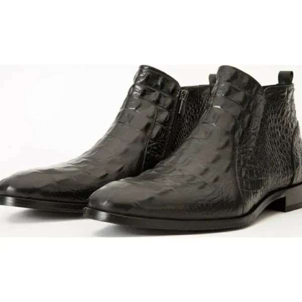 Cheap Vinci Leather Shoes Vinci Leather The Randor Leather Side-zip Dress Ankle Boot (D-912) Black